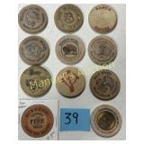 (11) WOODEN TOKENS