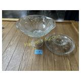 GLASS PUNCH BOWL & SERVING PLATTER