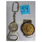 VTG KELLOGG 1854 COIN CLIP & AZ BOTTLE OPENER