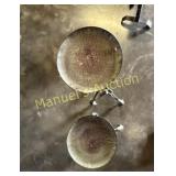 C1 (2) ROD IRON CANDLE STANDS WITH CANDLES