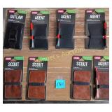 (3) BLACK AGENT WALLETS, (3) BROWN SCOUT WALLETS