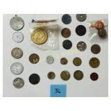 1982D LINCOLN CENT & (24) VTG. TOKENS