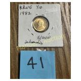 1982 KRUGERRAND GOLD COIN 1/10 OZ BU