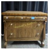 ANTIQUE AMERICAN EMPIRE WALNUT DRESSER-REAL WOOD-