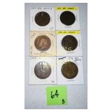 (6) VINTAGE BRITIAN BRONZE PENNY 1917-18-19