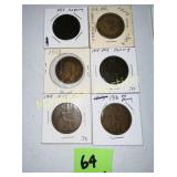 (6) VINTAGE BRITIAN BRONZE PENNY 1912-13-14-15-16