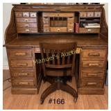 BEAUTIFUL ROLL TOP DESK W/CHAIR