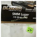 9MM LUGER BRASS CASE OF 50 & 43