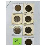 (7) GREAT BRITIAN PENNIES 1945-49