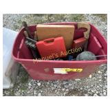 TOTE OF VARIOUS SHOP ITEMS