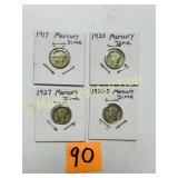 1917-20-27-34 D  (4) MERCURY DIMES