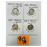 1935 S-36-37 40D  (4)  MERCURY DIMES