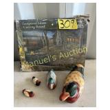 TEMPERED GLASS CUTTING BOARD & (4) DECO DUCKS