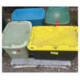 (4) TOTES W/LIDS MISC CHRISTMAS LIGHTS,