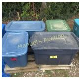 (4) TOTES W/LIDS MISC CHRISTMAS ,GARLAND