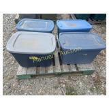 (4) TOTES W/LIDS MISC CHRISTMAS WREATHES,