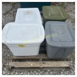 (4)TOTES W/LIDS MISC CHRISTMAS RIBBON,GARLAND