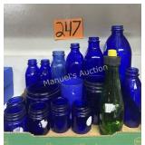 LOT OF VTG COBALT BLUE GLASS BOTTLES