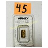APMEX 1-GRAM  .9999 FINE GOLD BAR