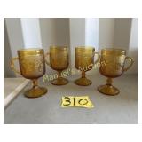 (4) TIARA INDIANA GLASS AMBER