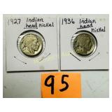 1927-1936 (2) BUFFALO NICKELS