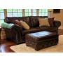 Arhaus Furniture Leather Sofa, Ottoman