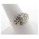 14K White Gold Vintage Filigree Diamond Ring
