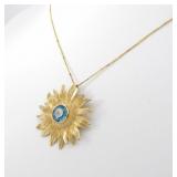 14K Yellow Gold London Blue Topaz Pendant