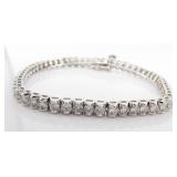 14K White Gold Diamond Tennis Bracelet, 5CT