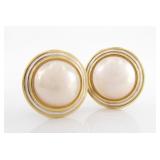 14K Yellow Gold Mabe Pearl Earrings