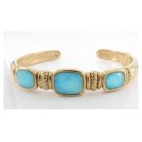 14K Yellow Gold Crystal/Turquoise Bracelet