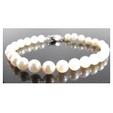 14K White Gold Cultured Pearl Bracelet