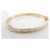14K Yellow Gold Diamond Bangle Bracelet, 2CTW