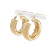 14K Yellow Gold Puffy Hoop Huggie Earrings