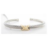 14K and Sterling David Yurman Cuff Bracelet