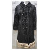 Fur-trimmed Curly Lamb Coat