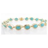 14K Yellow Gold Turquoise Bracelet