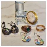 Group of 10K and Sterling Silver Jewelry