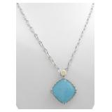 Tacori 925, 18K, Turquoise Pendant, Chain