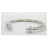 David Yurman Sterling Pearl, Diamond Cuff Bracelet