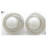 David Yurman Sterling Pearl, Diamond Earrings