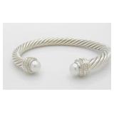 David Yurman 7mm Cable, Pearl, Diamond Cuff