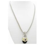 David Yurman Acorn Enhancer, Onyx, Amethyst, Chain