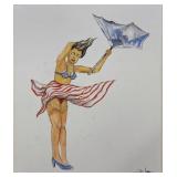 Denis C Lee 30x24 O/C "Windy Girl Flag"