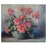Edna Cathell 16x20 O/C Pink Roses, Still Life