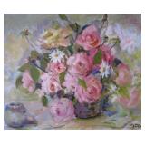 Ida Gordon 24x30 O/C Still Life, Roses