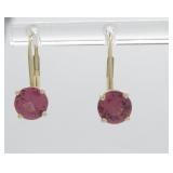 14K Yellow Gold Rhodolite Garnet Drop Earrings