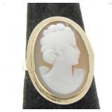 14K Yellow Gold Italian Shell Cameo Ring