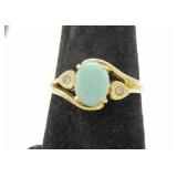 18K Yellow Gold Opal and Diamond Fashion Ring