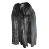 Suede, Shearling Lamb and Raccoon Coat